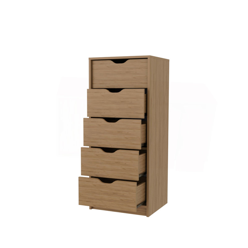 Commode à 5 tiroirs en chêne naturel pour chambre de bébé et chambre de bébé - Rangement moderne peu encombrant