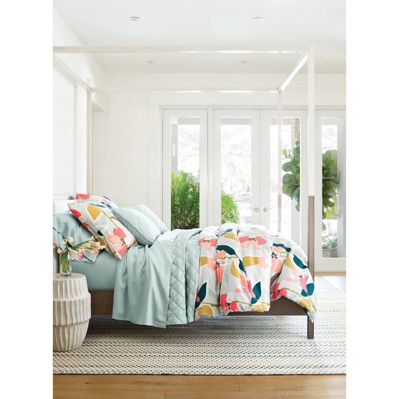 Quilted Silken Solid Coverlet, King Coverlet, Robin's Egg Blue