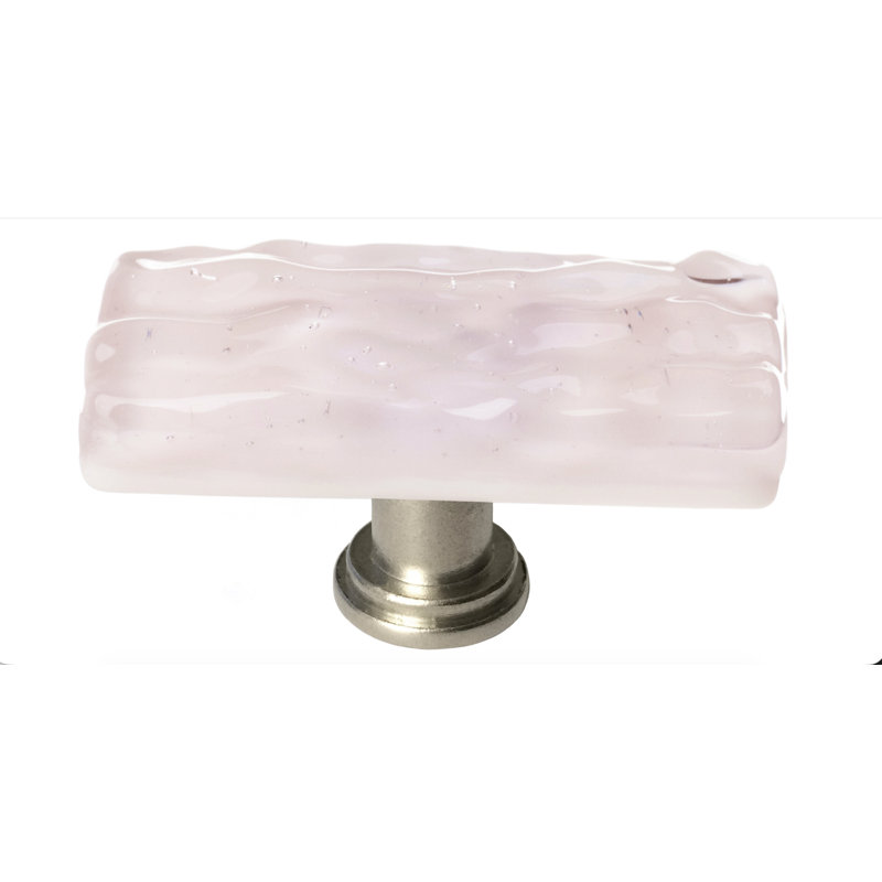 Poignée de meuble longue en verre Glacier, Nickel satiné, Ros