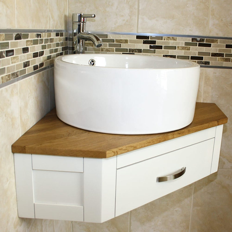 Ashley 550mm Single Bathroom Vanity with Vessel Ceramic Basin, White