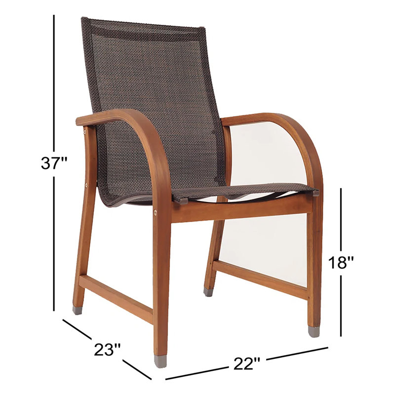 Chaise de patio moderne en bois Alyisa, Brun