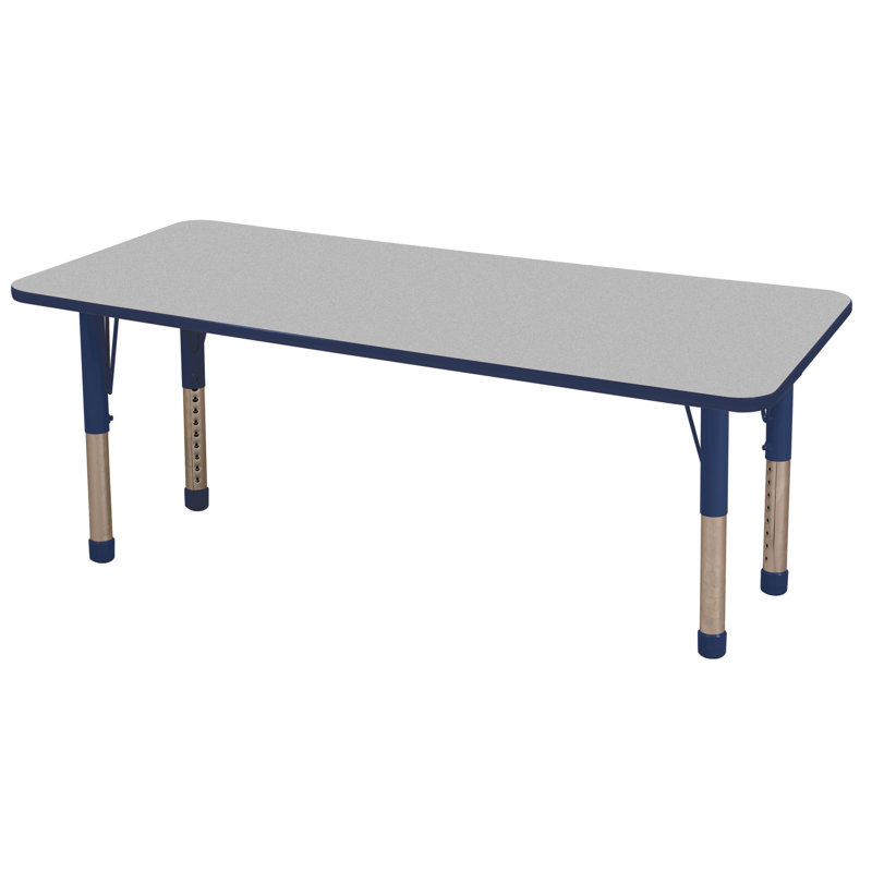 Table d'activité rectangulaire à hauteur réglable en forme de T, 24 po x 72 po, Gris/bleu marine, Super