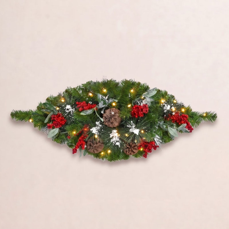 36" Pre-Lit Artificial Pine Mailbox Cover