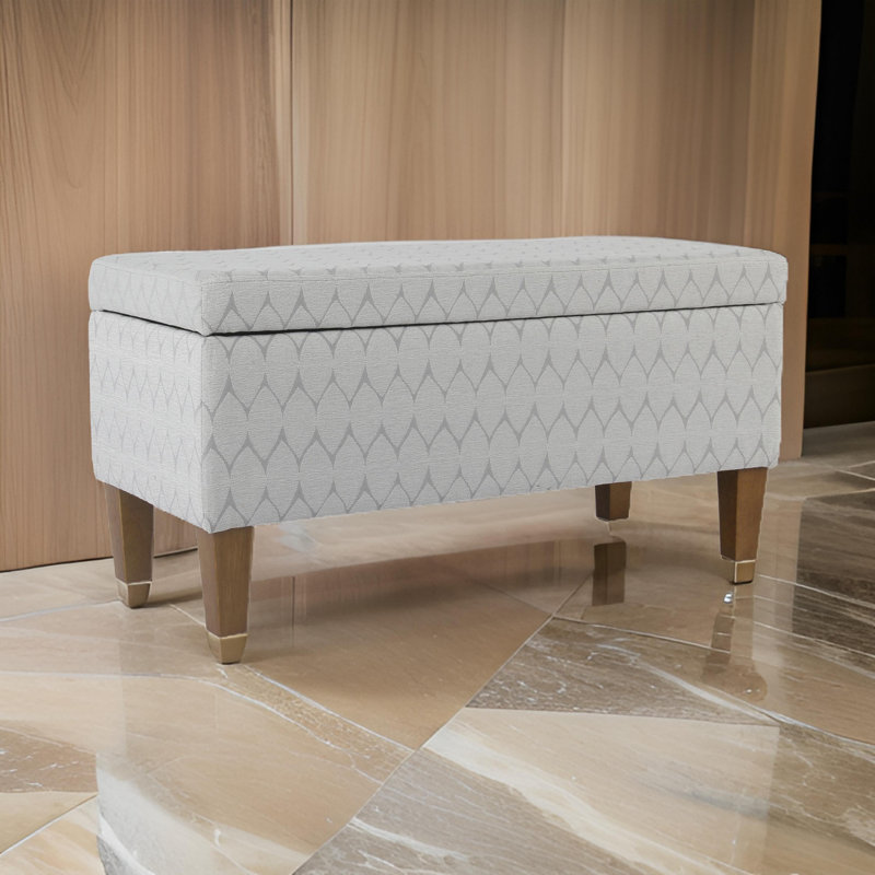 Genoveva Upholstered Storage Bench, Gray Abstract, Brown