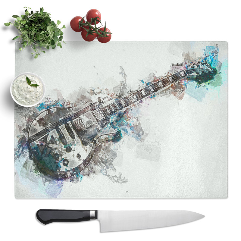 An Electric Guitar  Glass Chopping Board