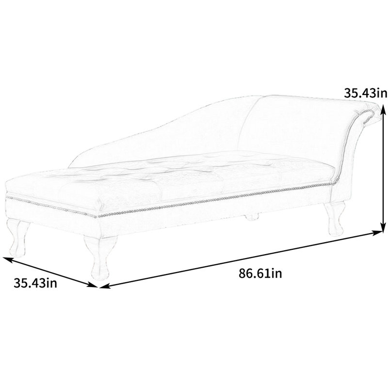 Chaise longue inclinable en velours, Accoudoir à droite (vu de face), Brun, Kaki