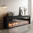 Black Solid Wood TV Cabinet Fireplace-117598214