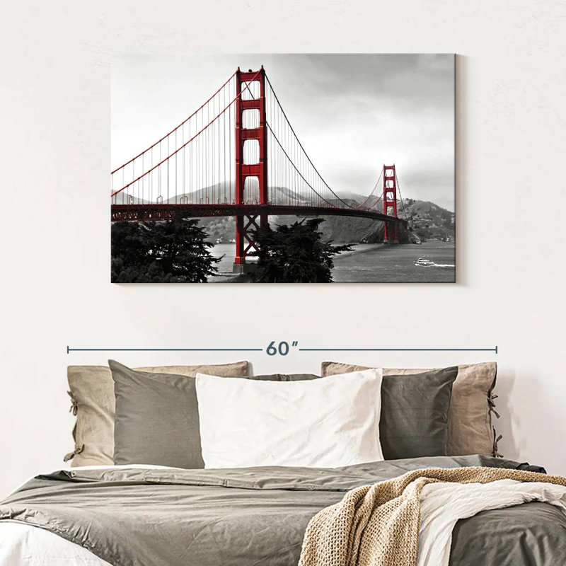 Pont du Golden Gate rouge vif, 32" H x 48" W