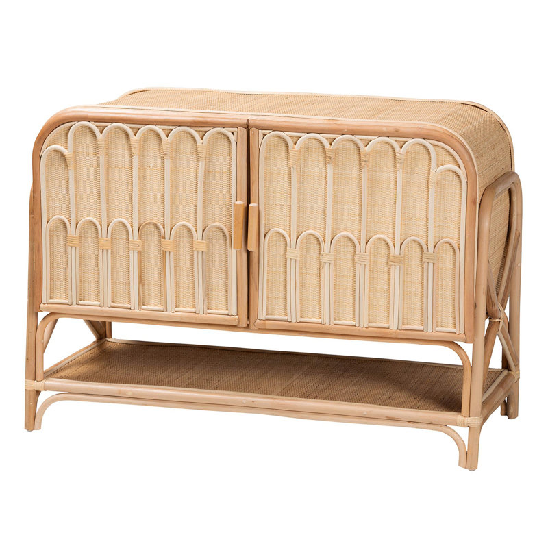 Armoire de rangement en rotin naturel 2 portes