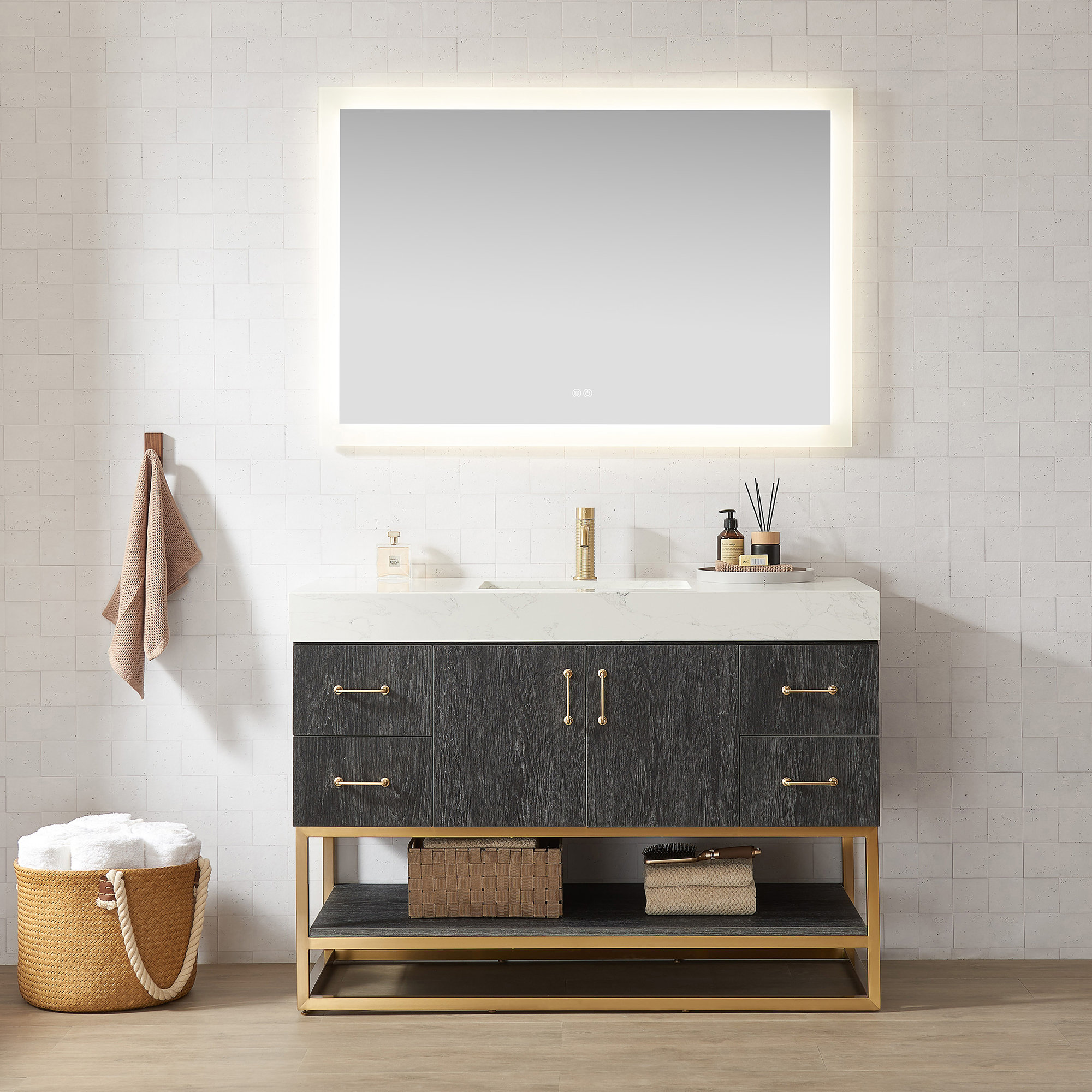 ●ONE BRILLIANT● NatalyOB551Black 5009360776 Brayden Studio® Alistair 48'' Single Bathroom Vanity with