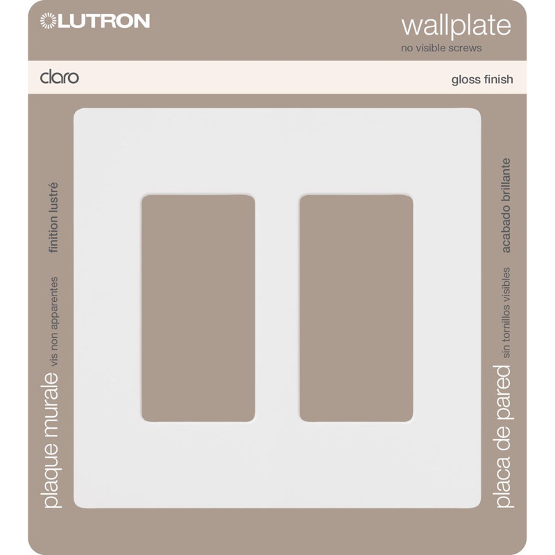 Lutron Claro 2 gang Plastic Decorator Wall Plate 1 pk, 0.3" H x 3.75" W x 5.8" D, White