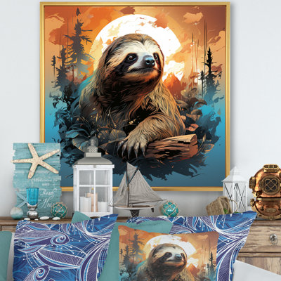 «The Serenity Of Sloth At Sunset IV» - art mural paresseux