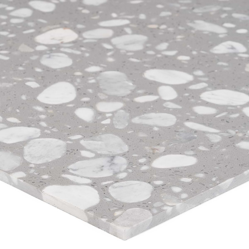 Terrazzo Italy Sacra 24x24 Honed Marble Tile, Sacra Grigio Gray