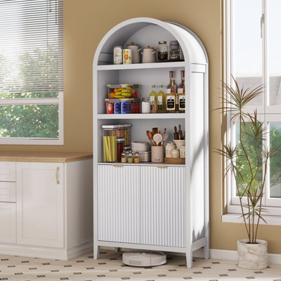 Arched Storage Bookcase, Modern Arch Bookshelf, Arch Cabinet Solution, 5-Tier Adjustable Shelving, 15.4"D x 30.8"W x 71.3"H by Ophelia & Co.