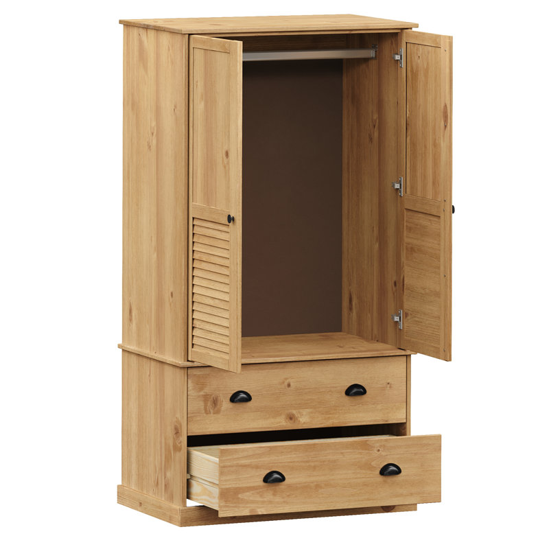 Wardrobe "VIGO" 90x55x170 cm Solid Wood Pine, Brown