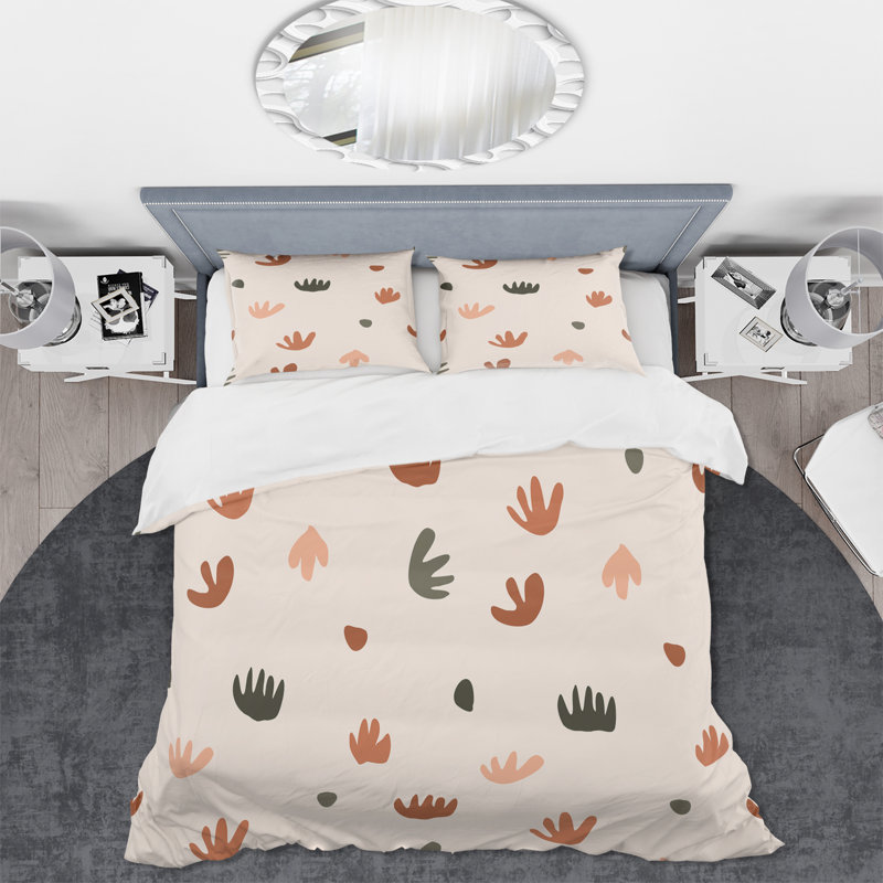 Geometric Retro Floral Shapes I - Ensemble de housse de couette moderne - Polyester en microfibre