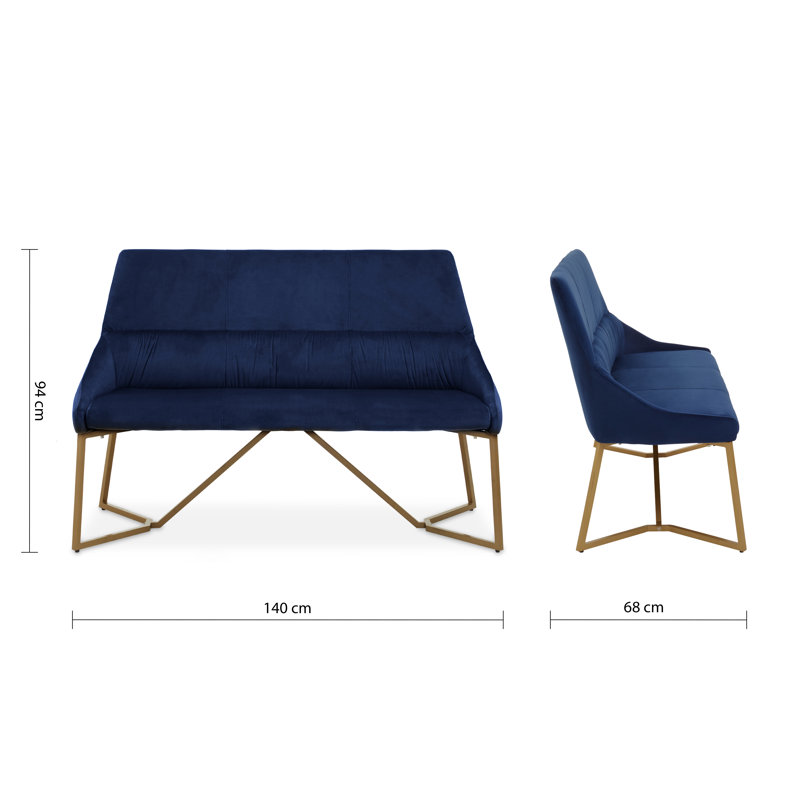 Auxter Velvet Upholstered Bench, Navy