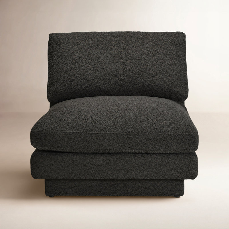 Woolf 34" Modern Boucle Upholstered Slipper Chair, Black Boucle