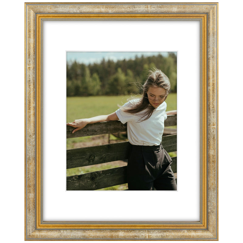 Cadre photo mat, Doré vieilli, 8 po x 10 po