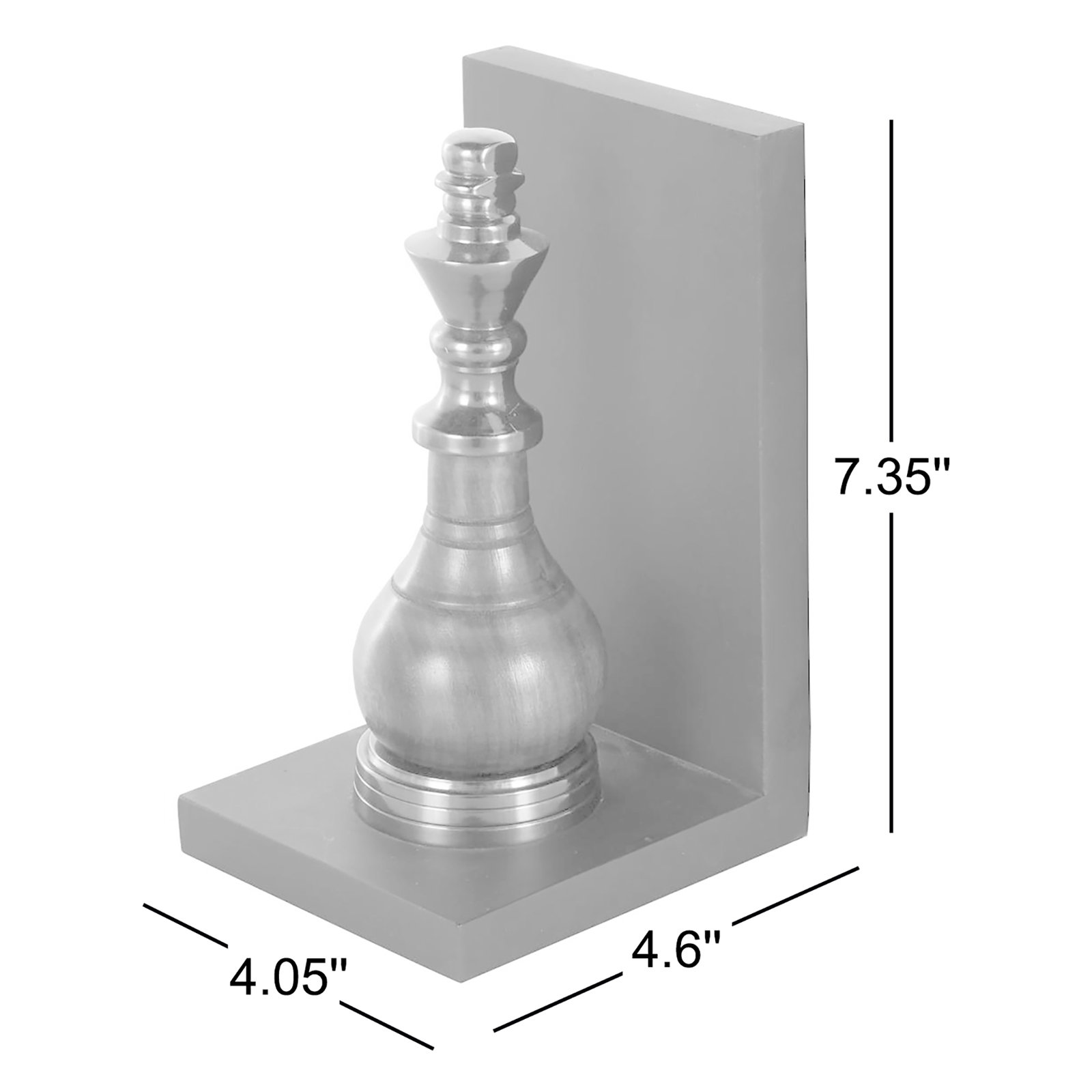 Metal Chess Bookends, 4.05L x 4.6W x 7.35H