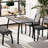 Dining Table Set for 4, Sturdy Wooden Kitchen Table with Chamfer Design and Metal legs, Upholstered Bench-1216015253