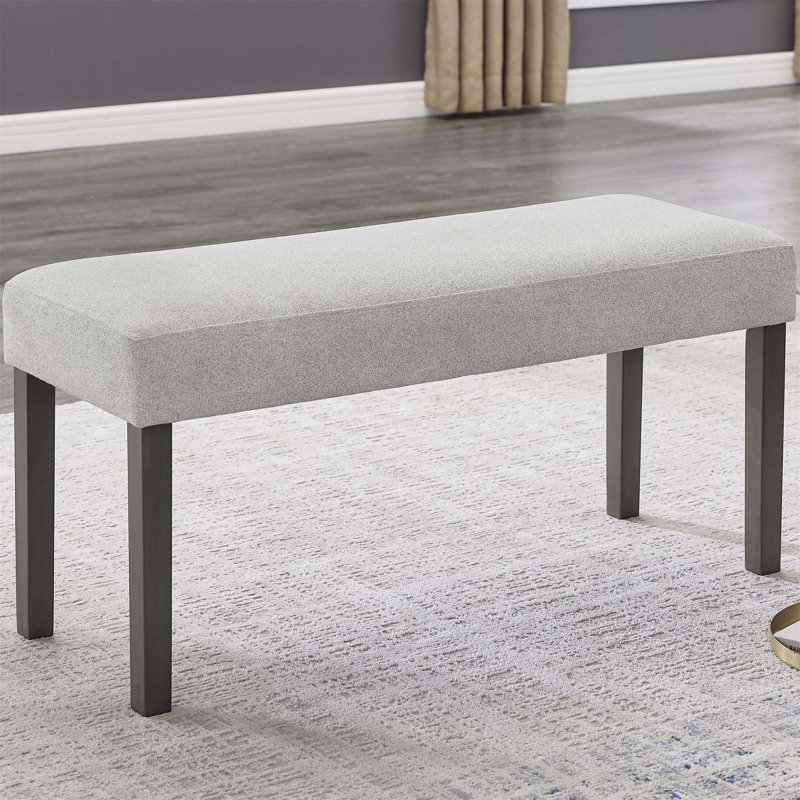 Banc rembourré en tissu gris clair Luna avec cadre en bois gris foncé Luna