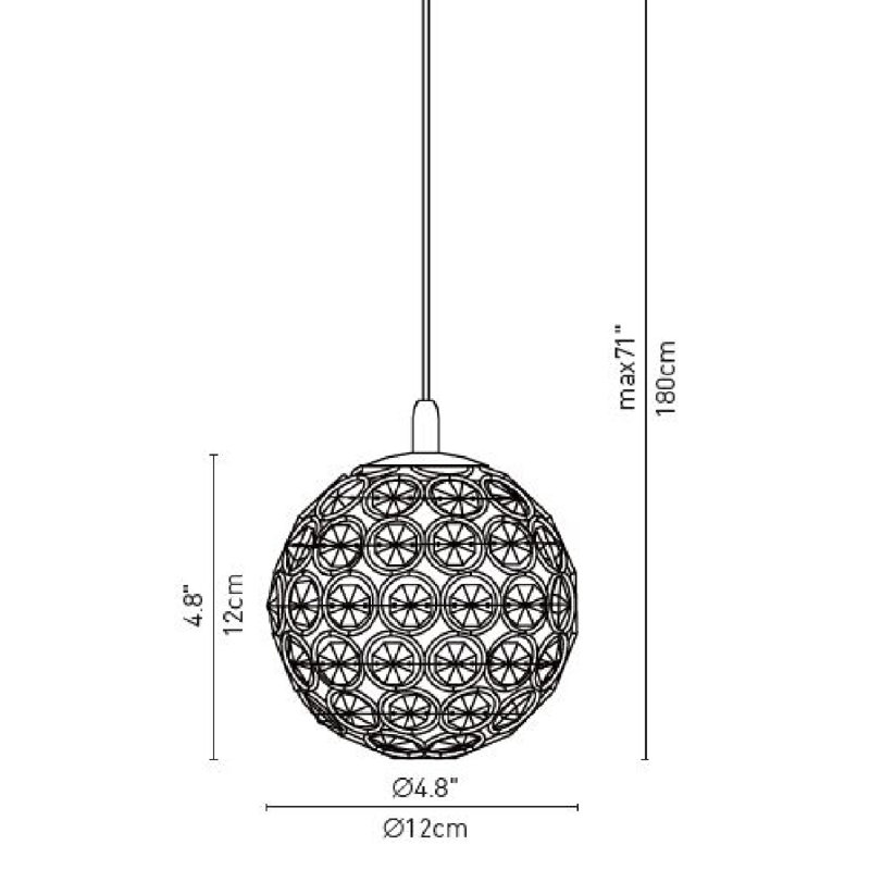 Luminaire suspendu sphère 5 lumières Tietjen, Cuivre