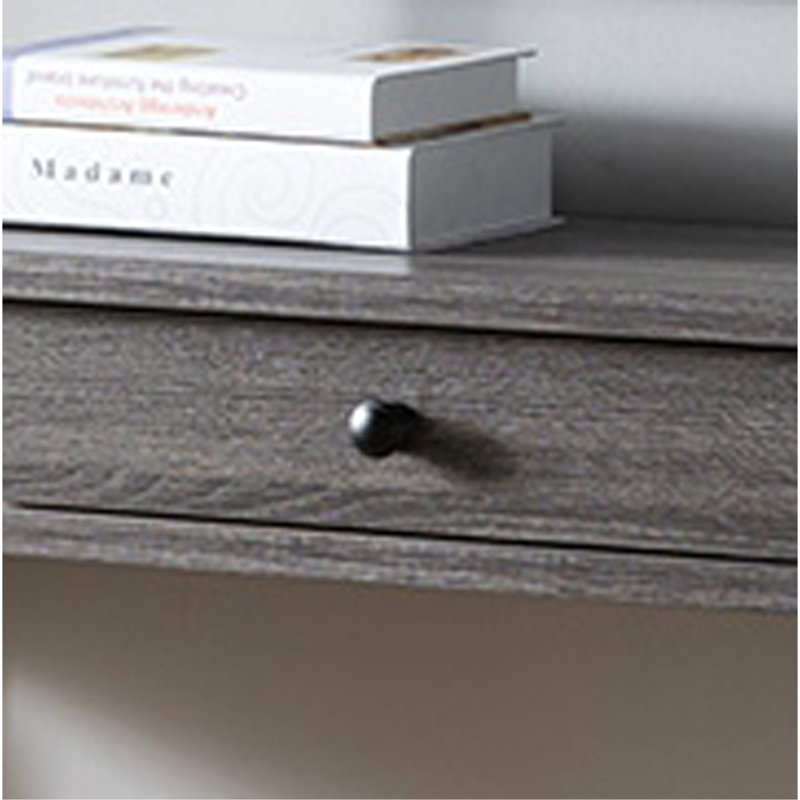 Console avec un tiroir et deux tablettes ouvertes - gris