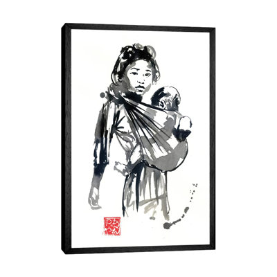 Girl And Baby by Péchane - Painting on Canvas