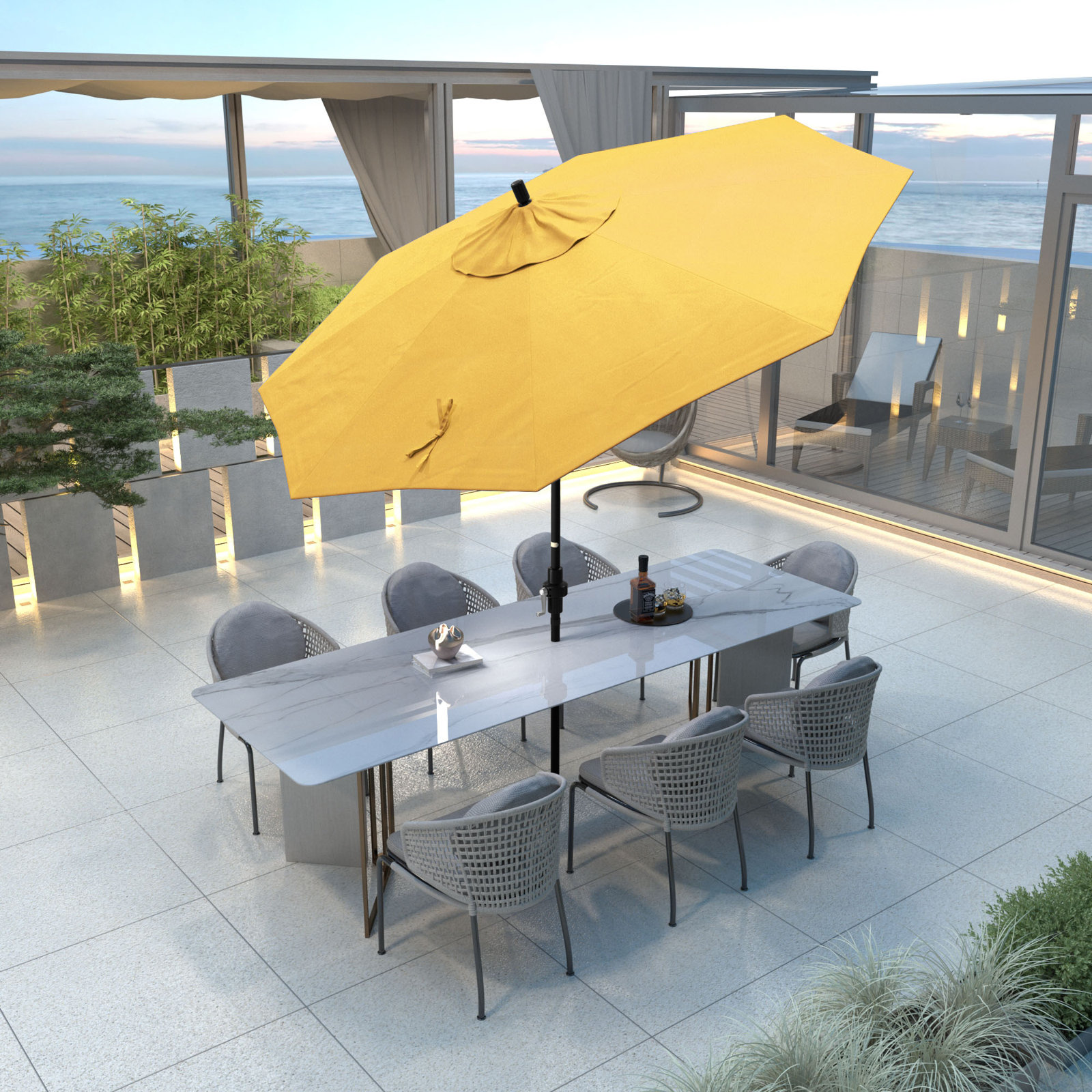 Savi 9' Umbrella, Yellow Performance Canvas