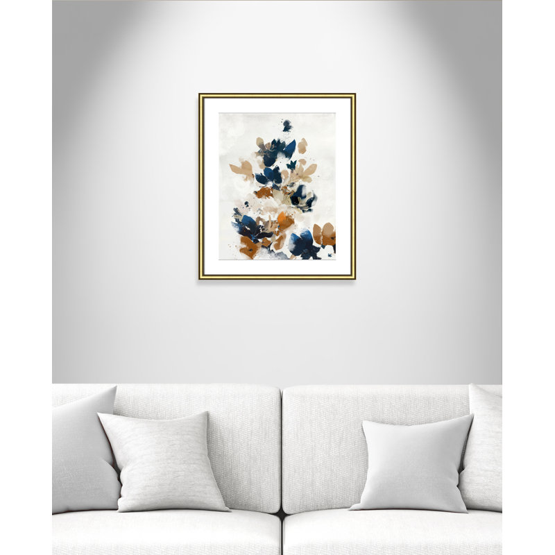 «Wave of Blue Florals I Print» par Ken Roko, 22.75'' W x 26.75'' H, Imprimé mat, Or classique