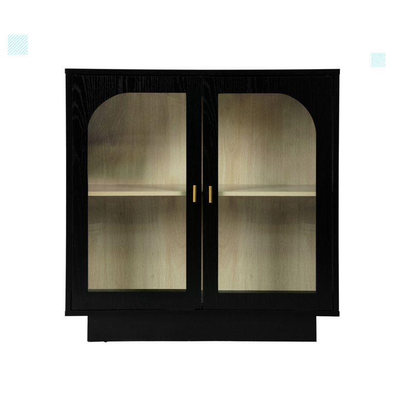 Havan Storage Cabinet with Acrylic Door for Living Room, Dining Room, Study, Black