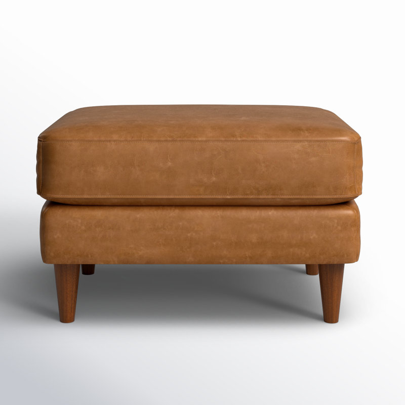 Clifford 32" Genuine Leather Ottoman, Cordoba Camel Top Grain Leather