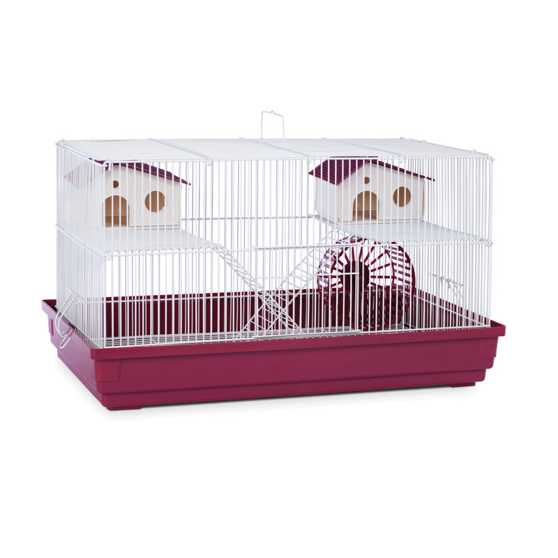 Cage pour petit animal avec rampe Willa Deluxe, Rouge bordeaux