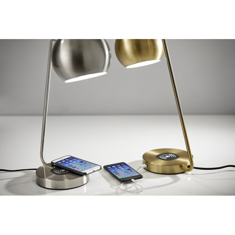 Lampe de bureau 20,5 po avec USB Malge, Acier brossé
