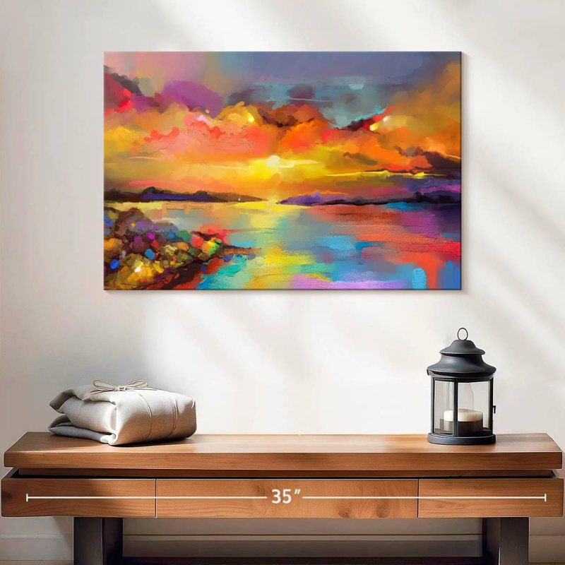Paysage marin abstrait Avery, H 16 po x l 24 po