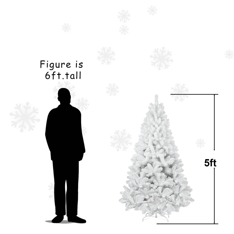Arbre de Noël blanc de 5 pi avec fil mémoire, arbre en PVC artificiel à charnière à 498 pointes, arbre de Noël de Noël facile à assembler pour la décoration intérieure (ornements non inclus)