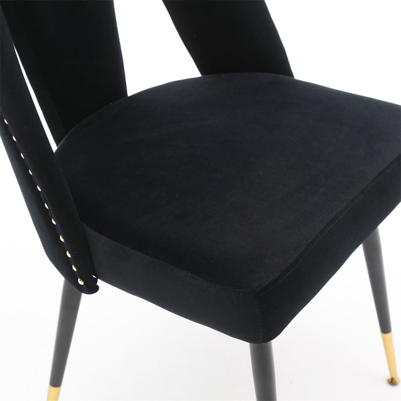 Chaises de salle à manger rembourrées en tissu Hecht, Noir