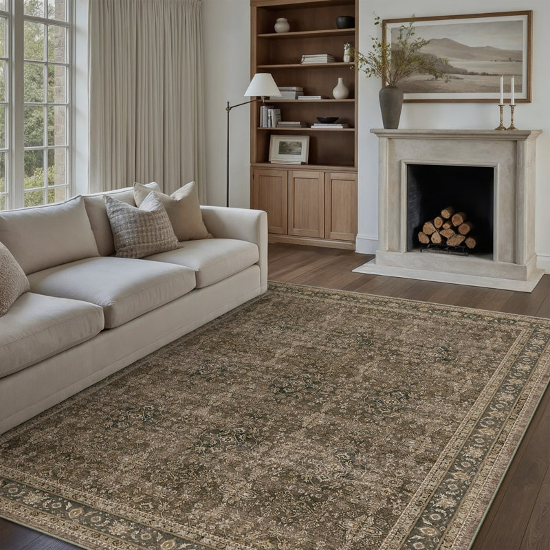 Kellems Vintage Machine Washable Area Rugs For Living Room With Non-Slip Backing, Rectangle 9' x 12'