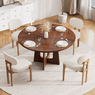 47.24" Wooden Round Dining Table Set for Kitchens, Dining Room, Living Room