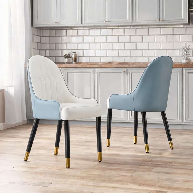 Ensemble de 2 chaises de chambre à coucher et de salon avec cadre en métal et sièges à coussins décoratifs assortis