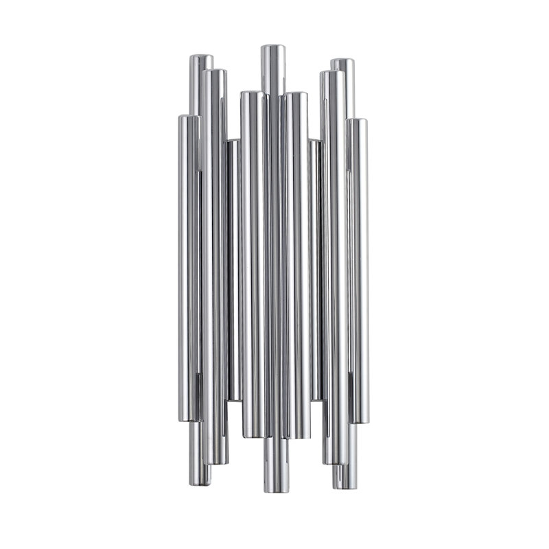 8-Light Stainless Steel LED Wall Sconce With Chrome Rods, Chrome