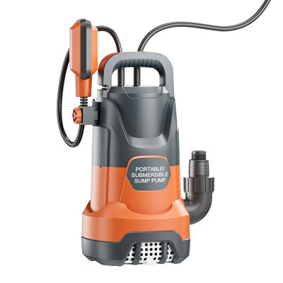 Submersible Sump Pump 1.6HP 4500GPH, with Float Switch for Automatic Water Level Control, with Multiple Adapters for Convenient Drainage Connections, for Pools Basements Flood Cleanup Rain Barrels and Household Water Removal
