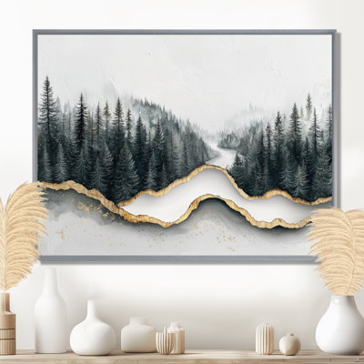 Cristal actuel dans la forêt d'hiver rivière I - art mural forêt