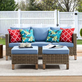 72.1'' Wide Rectangle Wicker Patio Sofa with Cushions