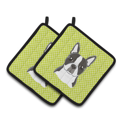 Cuisinier poignée boston terrier caroline Checkerboard