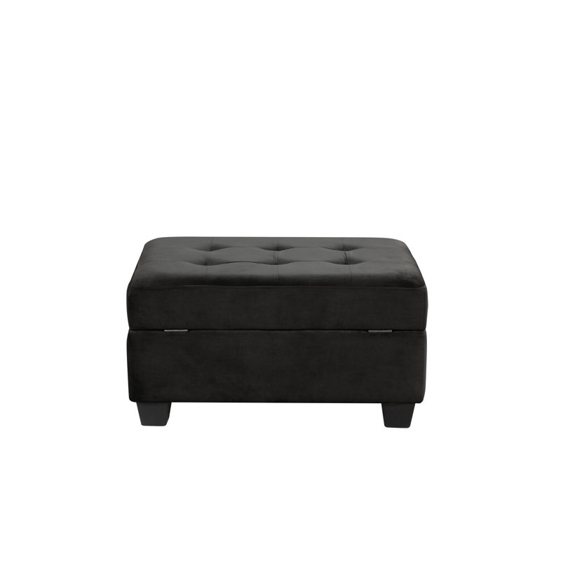 Therir Velvet Ottoman, Black Velvet