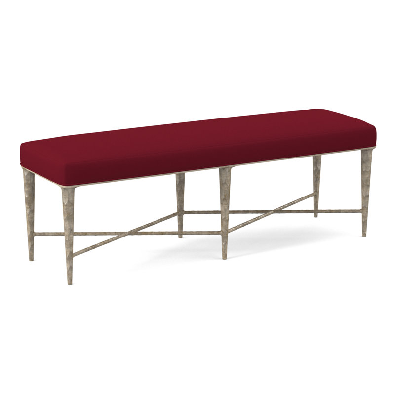 Chiseled Upholstered Bench, Margaret Lipstick Polyester Blend