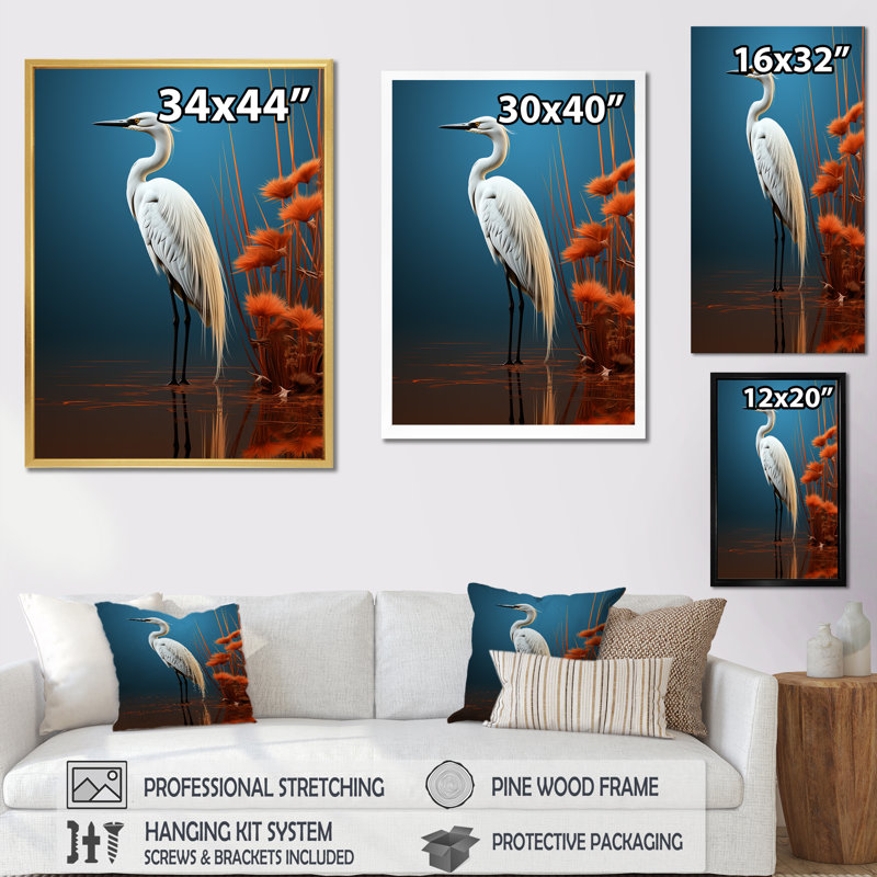 Minimal Heron Portrait, reproduction d'art sur toile, Toile tendue, H 32 po x l 24 po x P 1 po