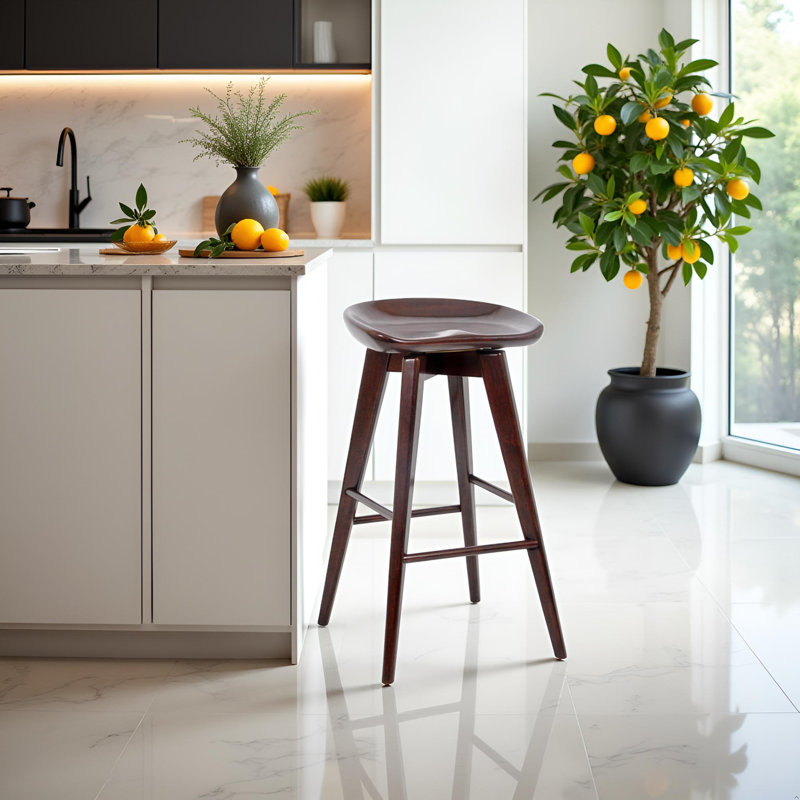 Basnti Swivel Solid Wood Counter Stool, Cappuccino, Bar Stool (29” Seat Height)